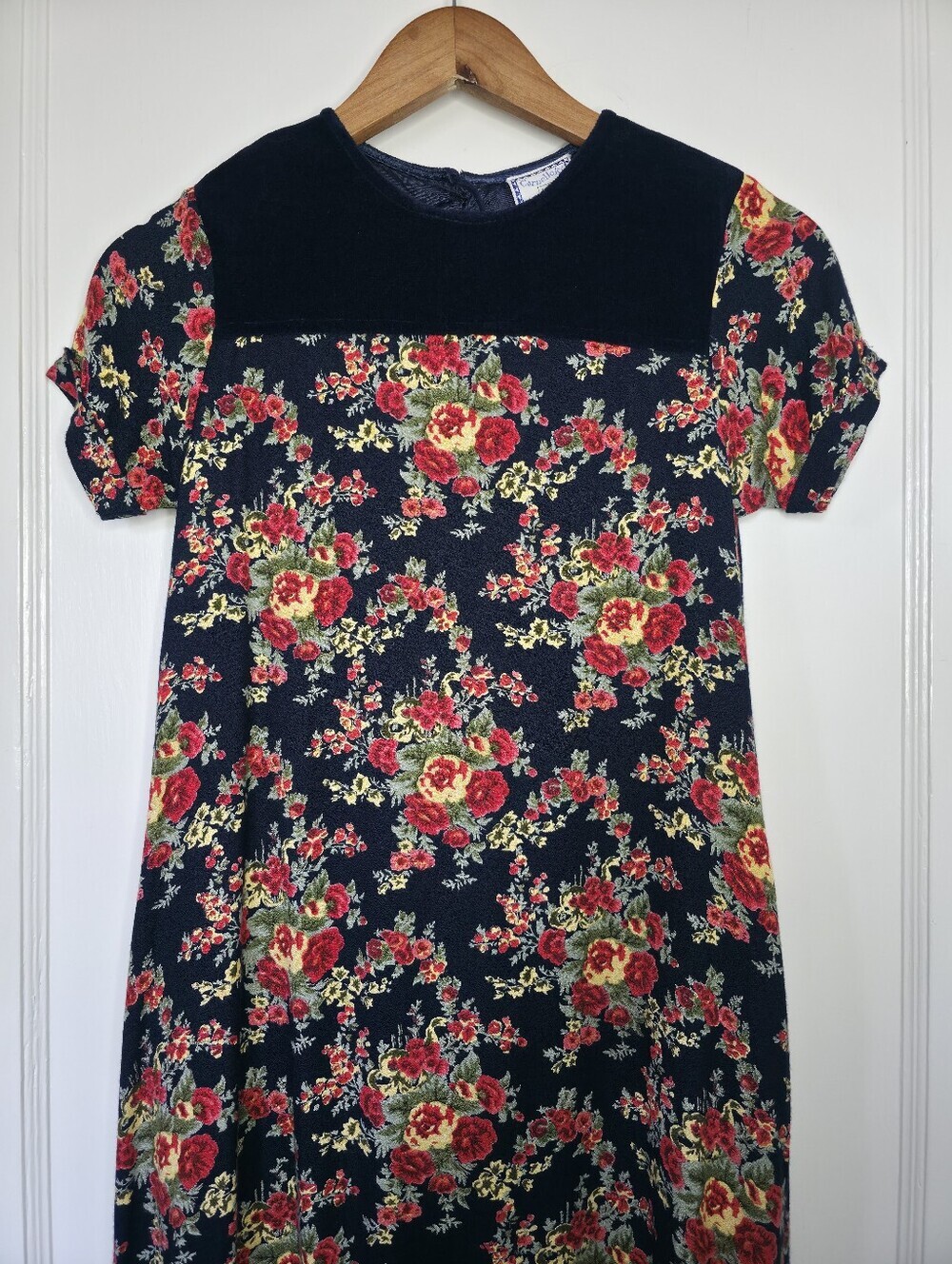 Vintage Cornelloki Dress by April Cornell – Girls Size 7/8 – Navy / Floral - Picture 3 of 8